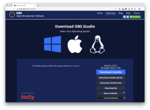 screen shot of OBS dowload page