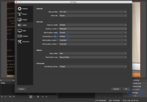 screenshot of audio settings